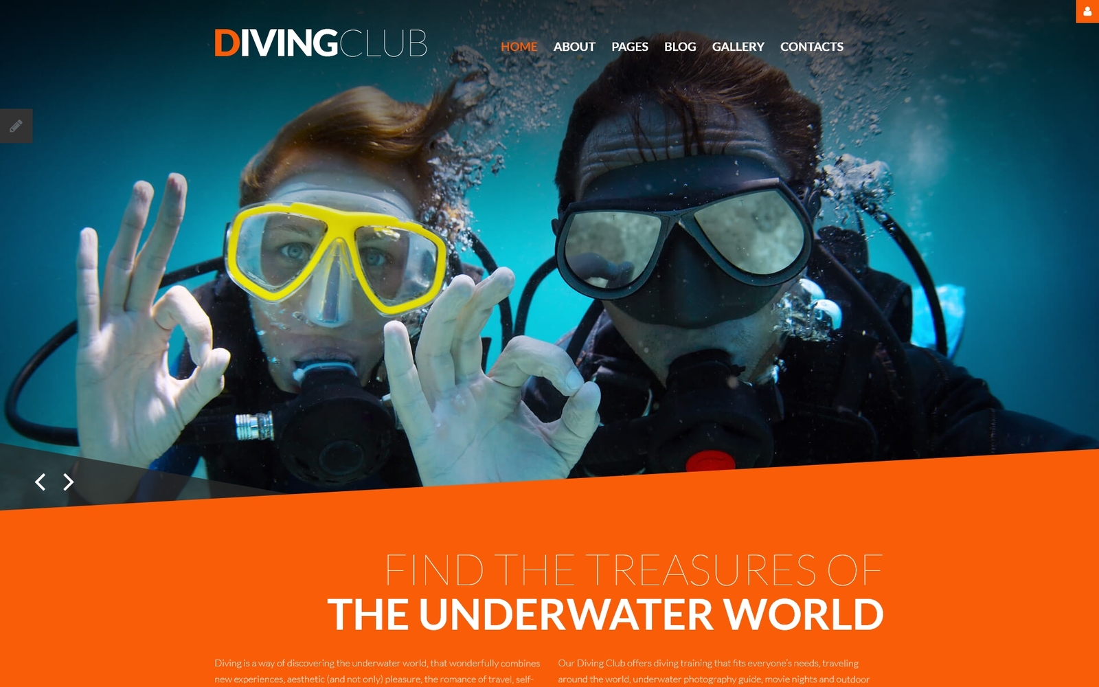 "Diving Club - Sports & Outdoors & Diving Responsive" - адаптивний Joomla шаблон №61260