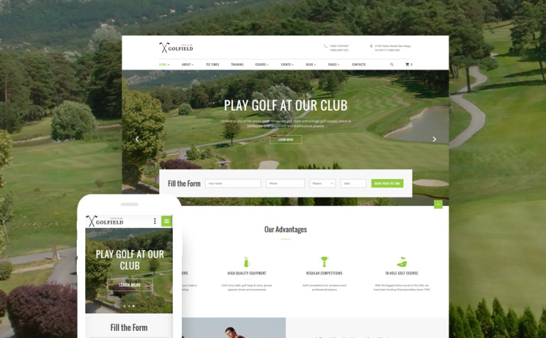 Golf Club Responsive Bootstrap Website Template Big Screenshot Golf Club Responsive Website Template New Screenshots BIG