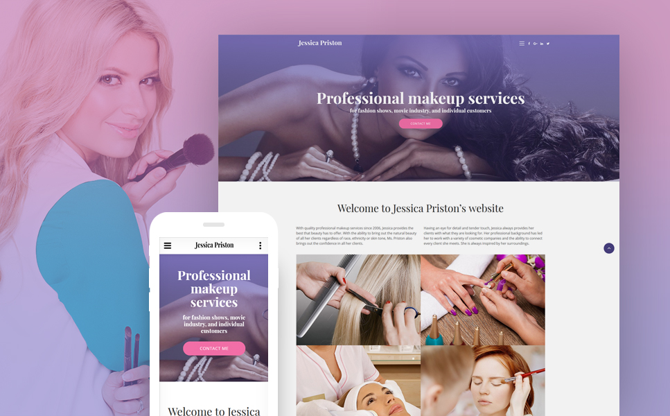 Jessica Priston - Makeup Services Responsive Multipage Website Template New Screenshots BIG