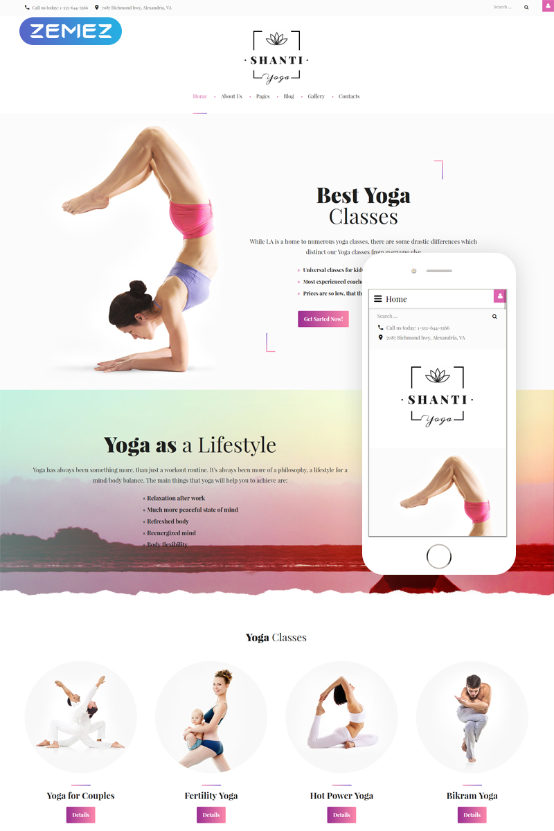 Joomla Vorlage namens "Shanti - Yoga Classes Responsive" #61259