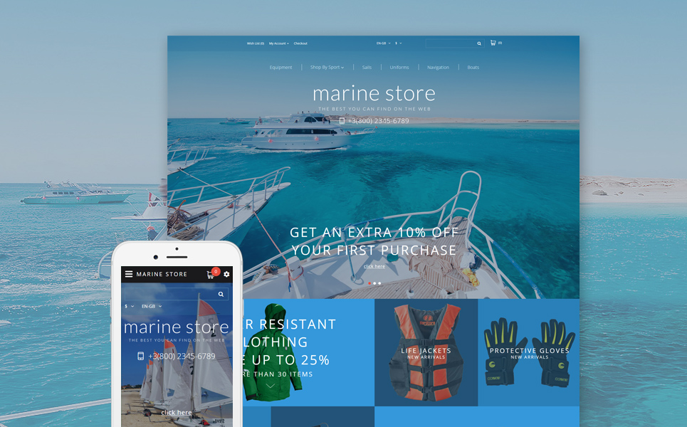Marine Store OpenCart Template New Screenshots BIG