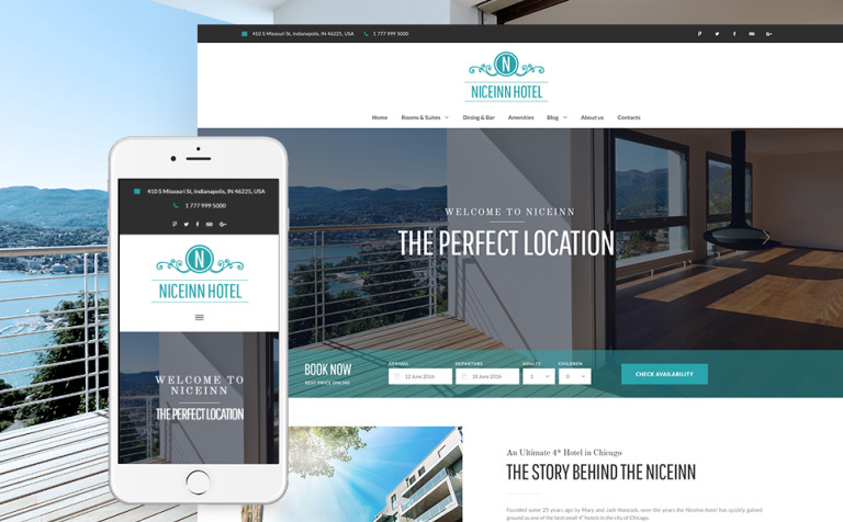 NiceInn - Small Hotel Responsive Parallax WordPress Template Big Screenshot NiceInn - Small Hotel Responsive WordPress Theme New Screenshots BIG