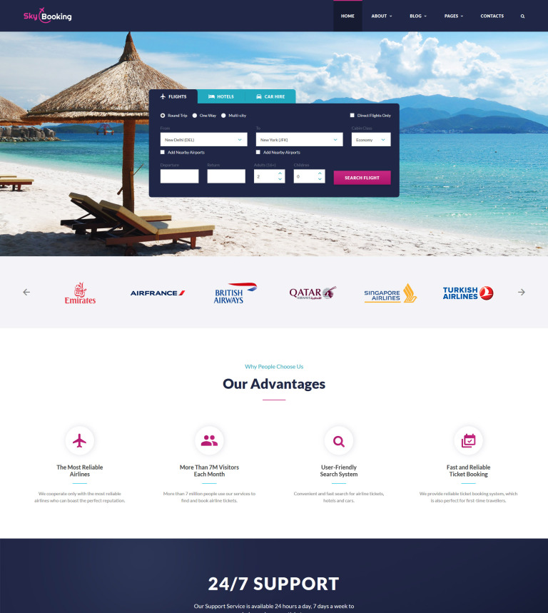 Sky Booking - Travel Online Multipage Website Template