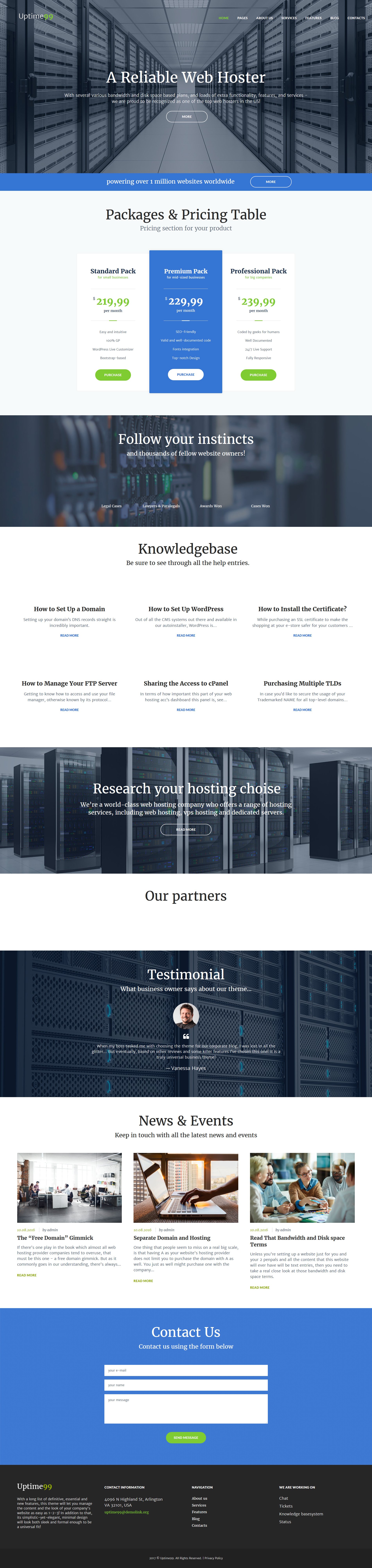 "Uptime99 - Web Hosting" Responsive WordPress thema №61264 - screenshot