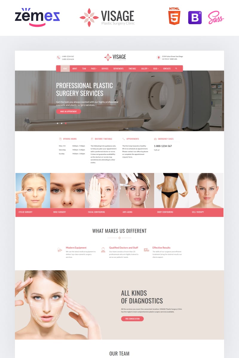 "Visage - Plastic Surgery Clinic" modèle web adaptatif #61232