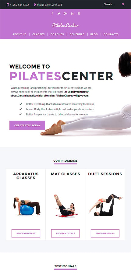 Kit Graphique #61375 Pilates Centre WordPress Themes - Tablet Layout 