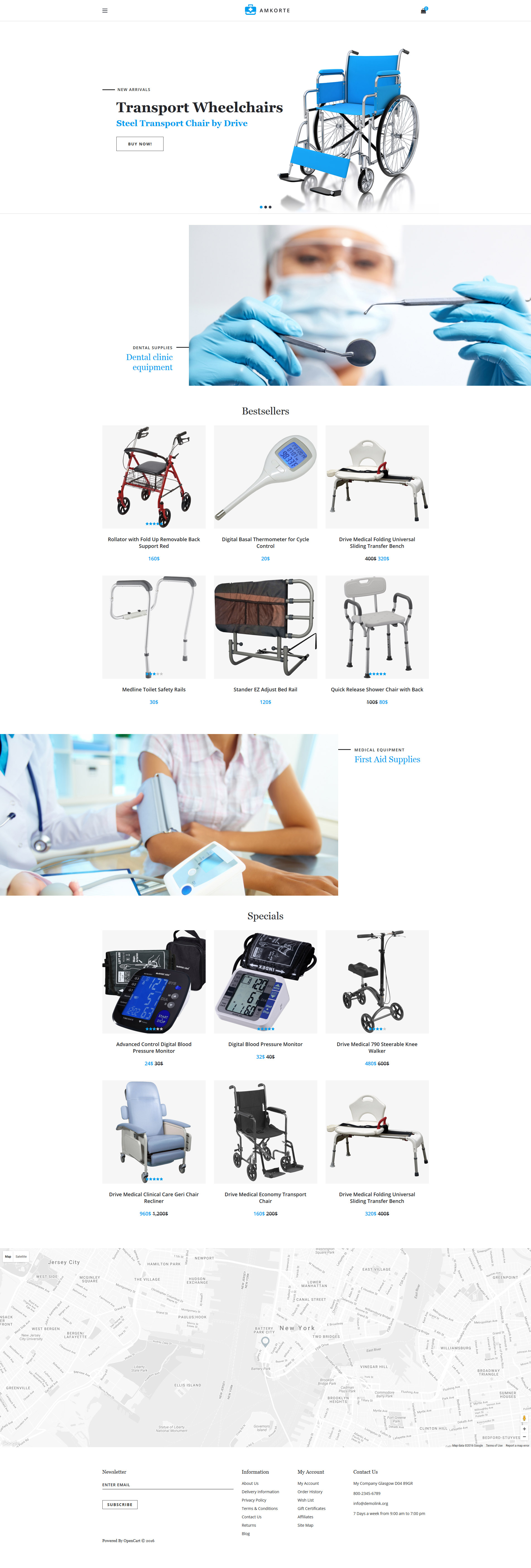 "Amkorte - Medical Equipment Store" Responsive OpenCart Template №61383 - screenshot
