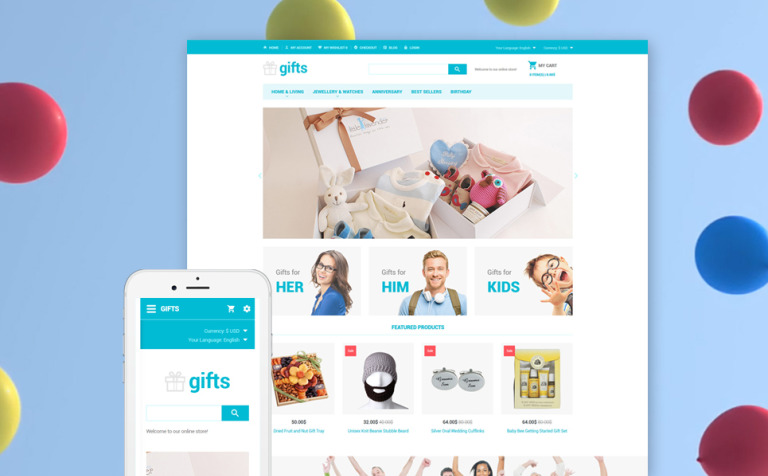 Gifts - Gift Store Responsive OpenCart Theme Big Screenshot Gifts - Gift Store OpenCart Template New Screenshots BIG