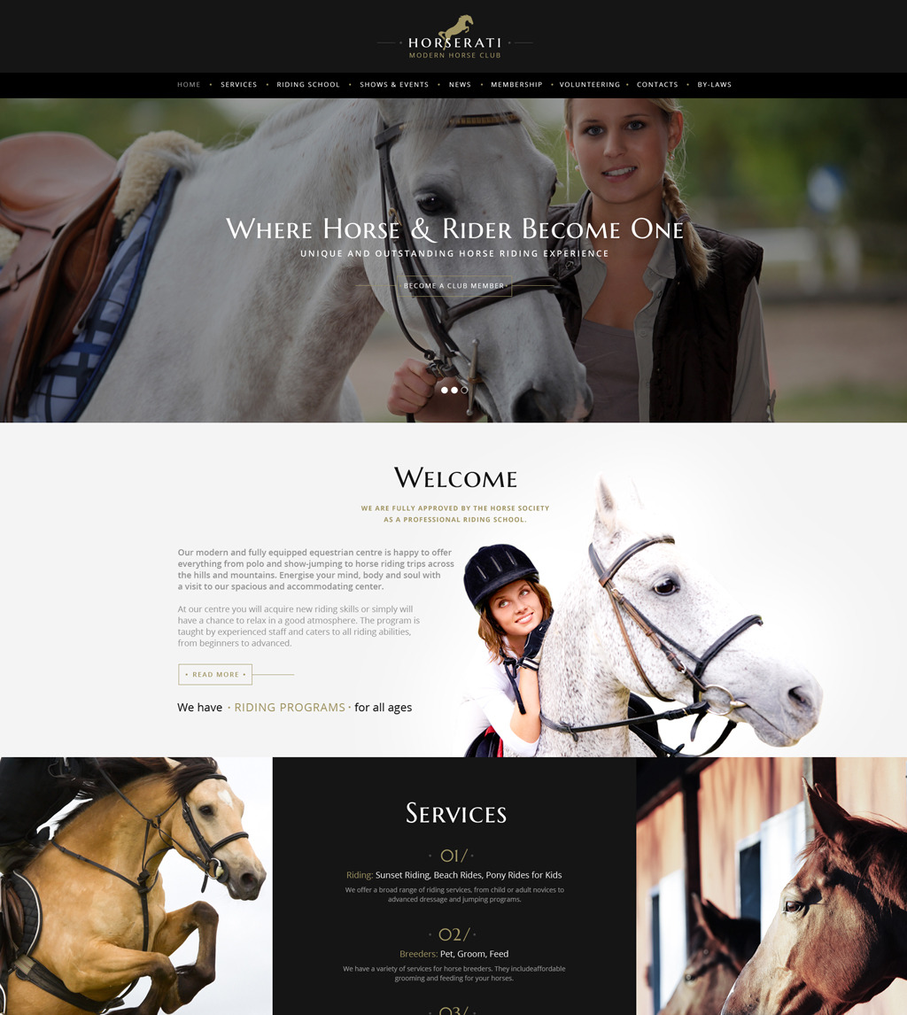 Horserati - Horse Club Multipage Website Template