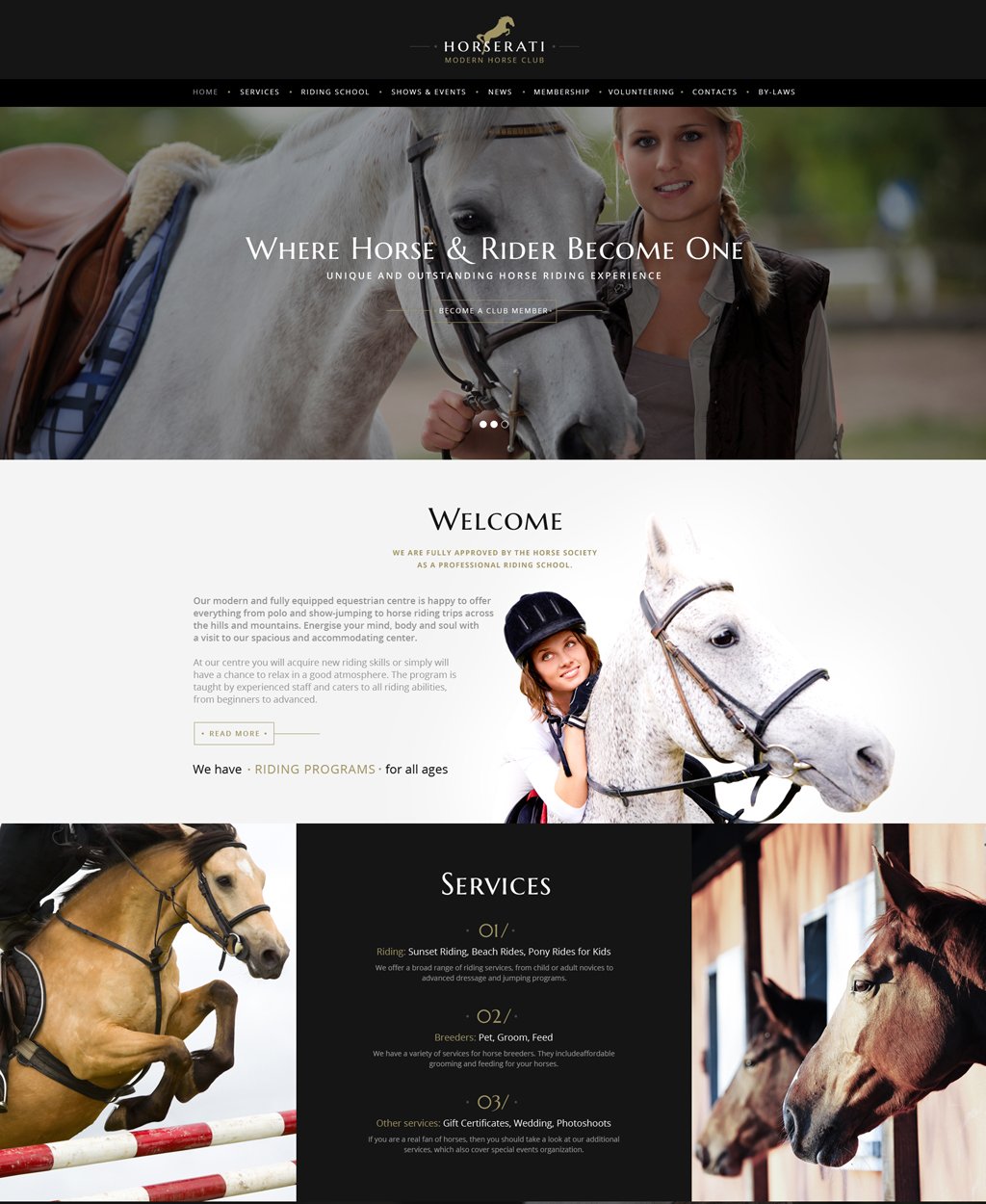 Plantilla Web "Horserati - Horse Club Multipage" #61369