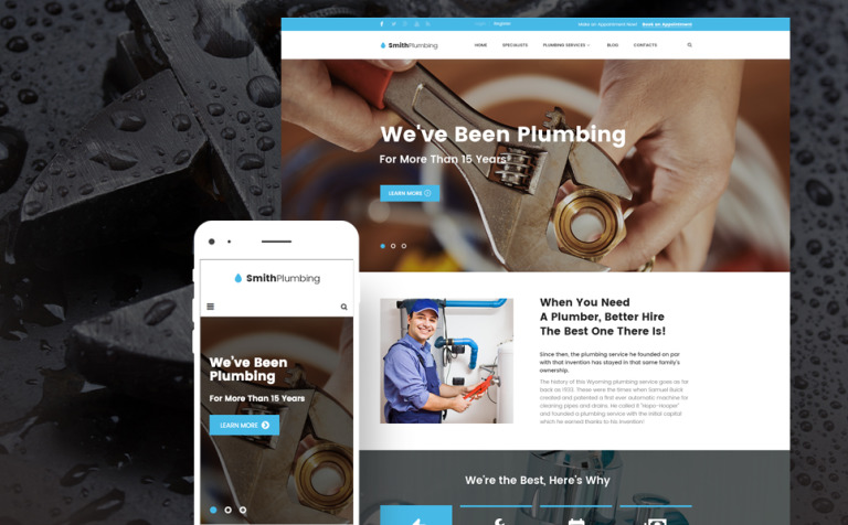 SmithPlumbing - Maintenance and Plumbing Responsive WordPress Template Big Screenshot SmithPlumbing - Maintenance and Plumbing WordPress Theme New Screenshots BIG