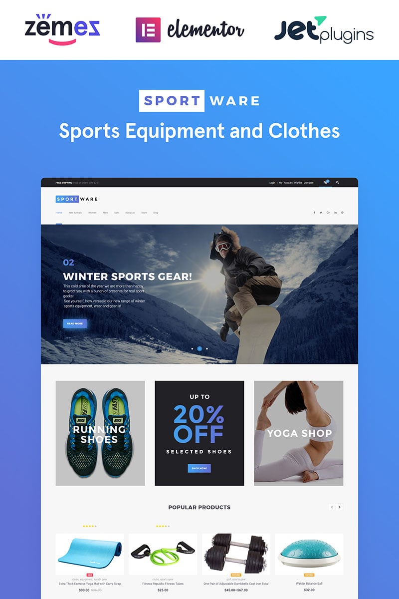 "SportWare - Sport Equipment & Clothes" 响应式WooCommerce模板 #61301 - 截图
