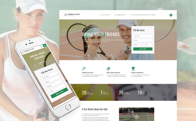 Tennis Club - Sports & Events Multipage Responsive Website Template Big Screenshot Tennis Club - Sports & Events Multipage Website Template New Screenshots BIG