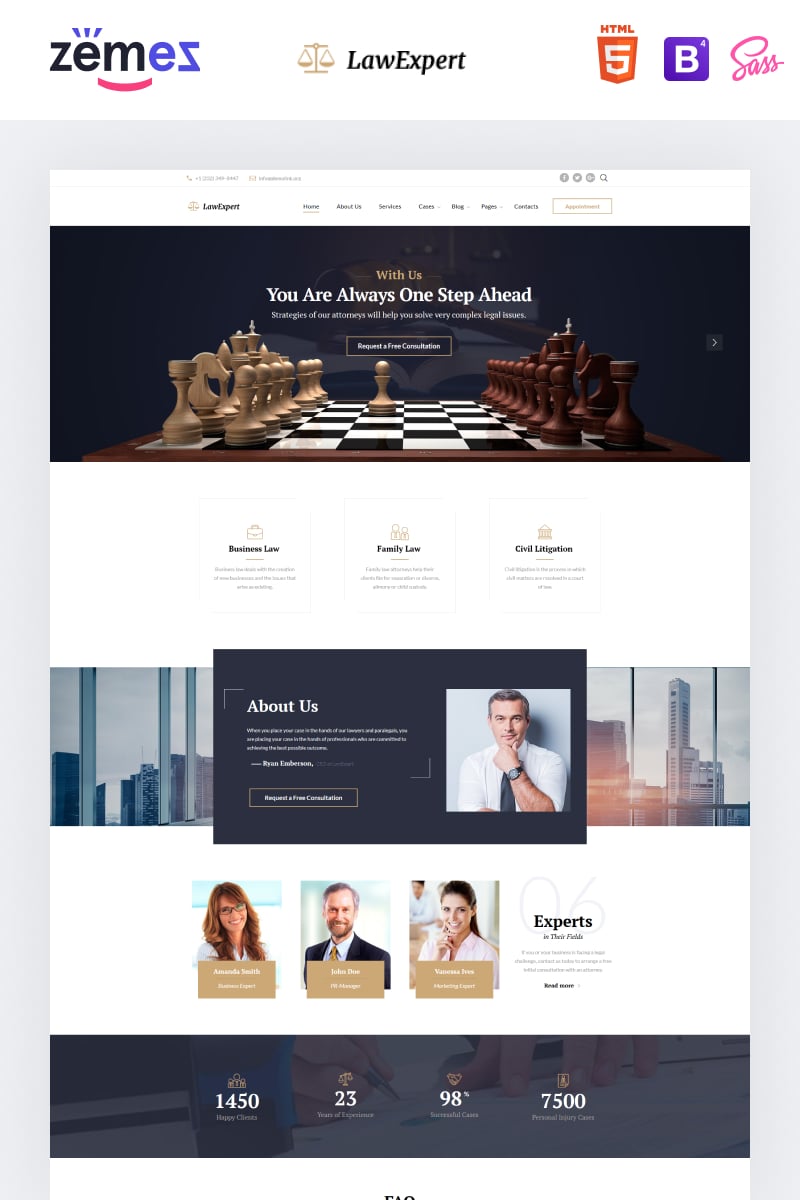 Website Vorlage namens "Law Expert - Law Firm Responsive" #61317