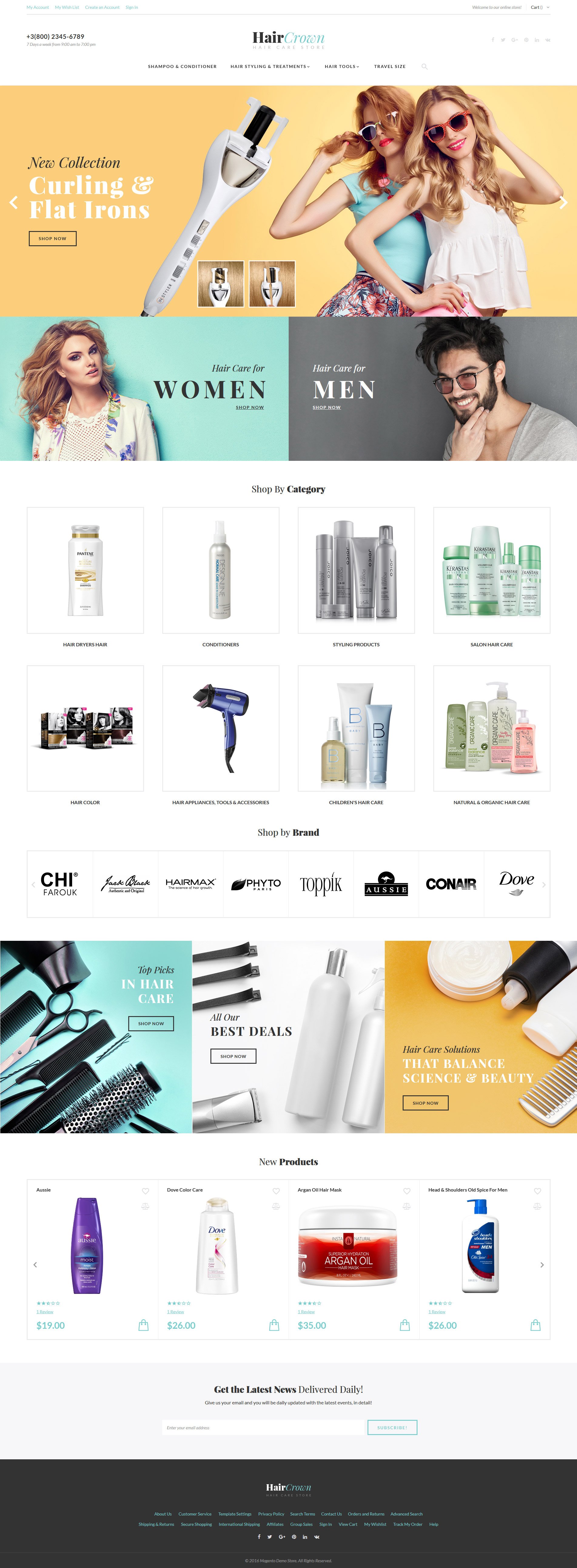 Tema Magento "HairCrown - Hair Salon Responsive" #61418