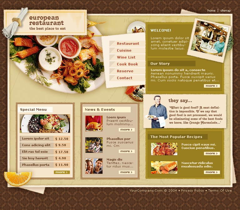 European Restaurant Flash Template #6282