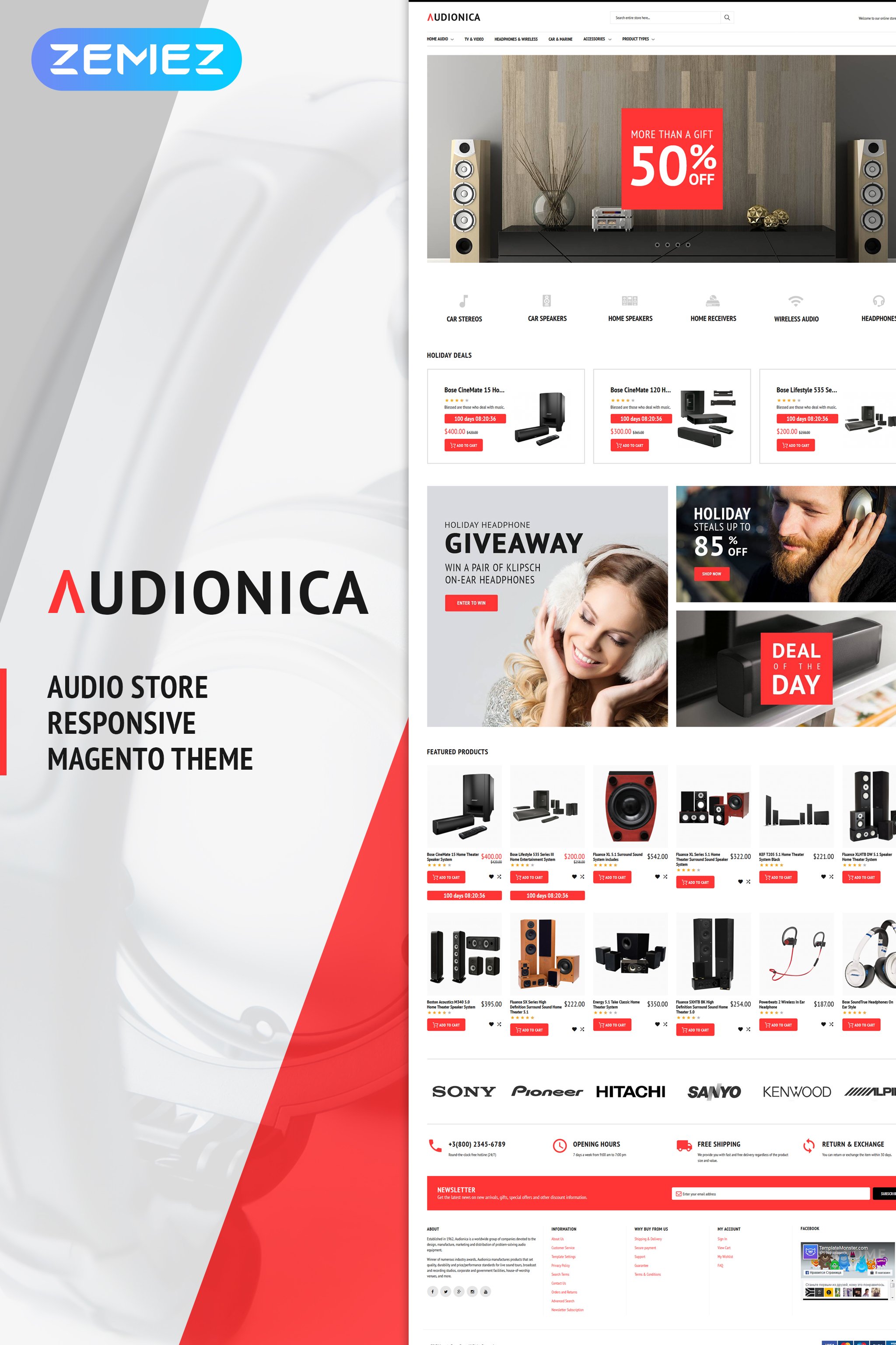 "Audionica - Audio Shop" thème Magento adaptatif #62092