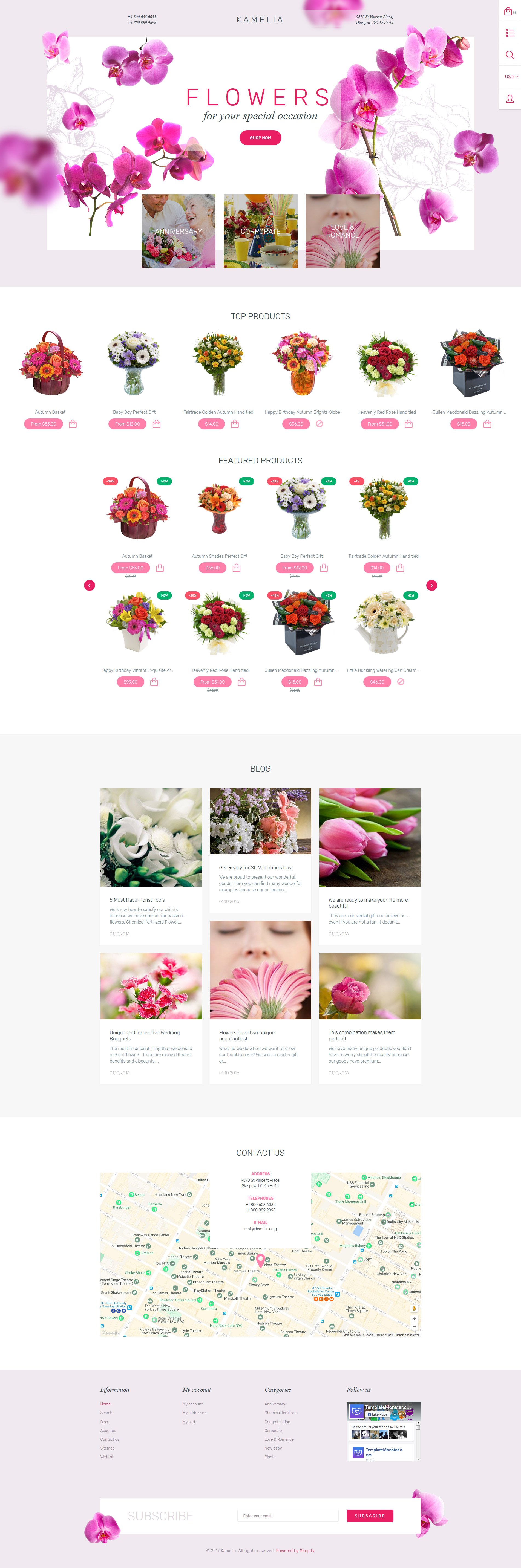 "Flower Shop Responsive" - адаптивний Shopify шаблон №62003 - скріншот