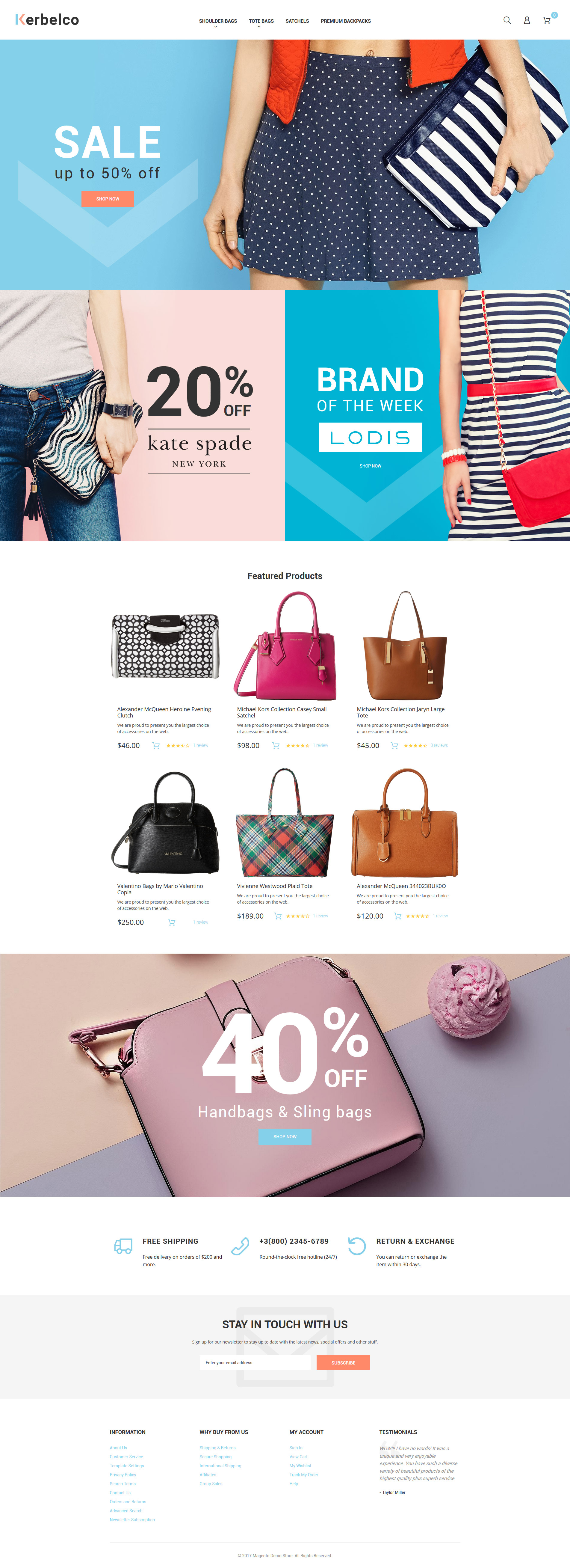 Magento Theme namens "Fashion & Handbags Magento 2 Theme" #62099 - Screenshot
