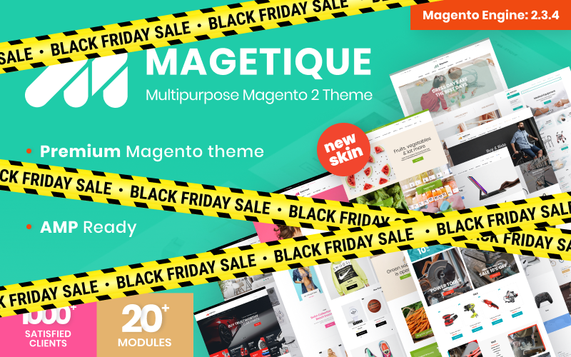 "Magetique - AMP-Ready Multipurpose" - адаптивний Magento шаблон №62000