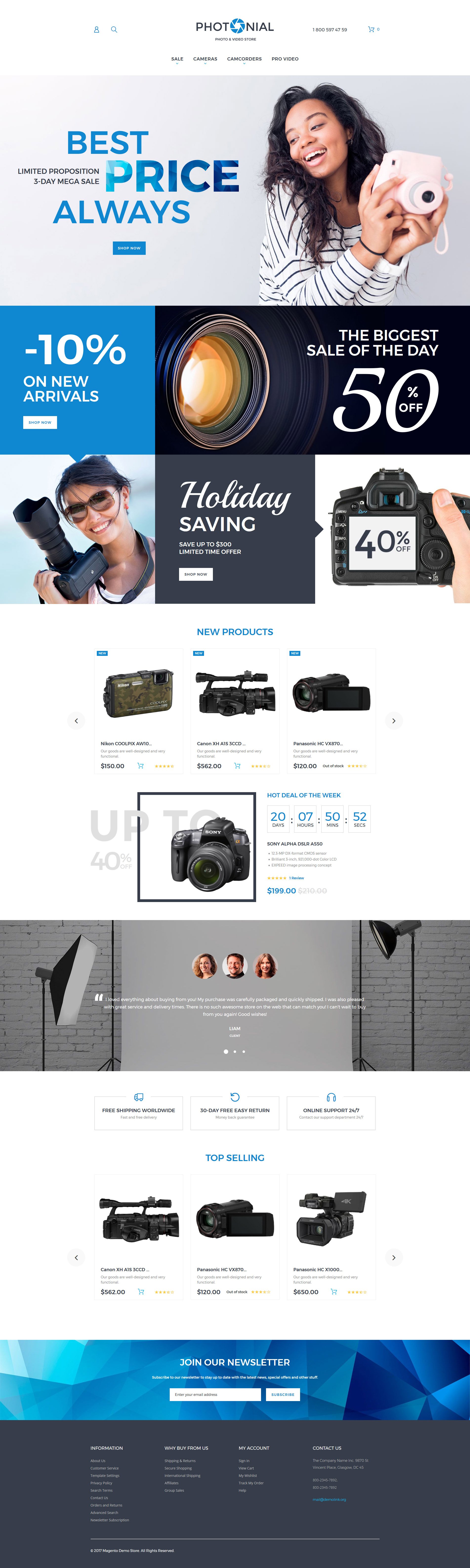 "Photonial - Photo & Video Store" Responsive Magento Thema №62097 - screenshot