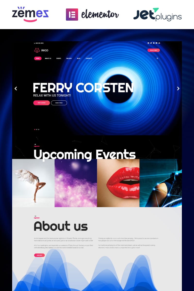 Responsive Inigo - Night Club Responsive Wordpress #62043