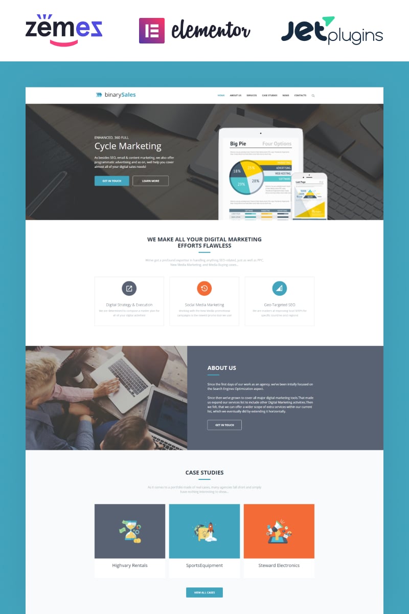 Responsivt BinarySales - SEO & Digital Marketing WordPress-tema #62041