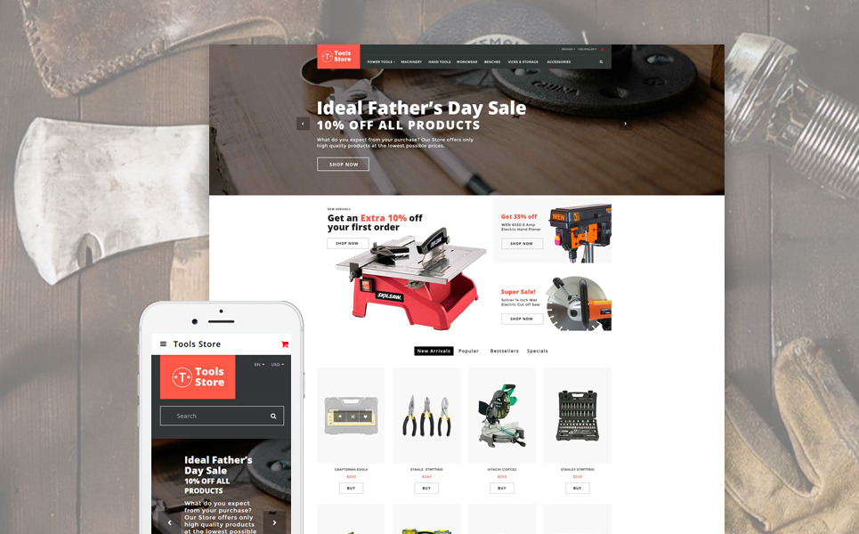 Tools Store - Building Tools & Handyman Supplies Parallax OpenCart Template Big Screenshot Tools Store - Building Tools & Handyman Supplies OpenCart Template New Screenshots BIG