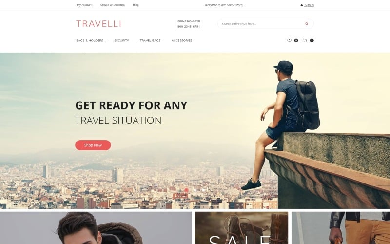 Travelli - Travel Equipment & Tourist Gear Magento Theme