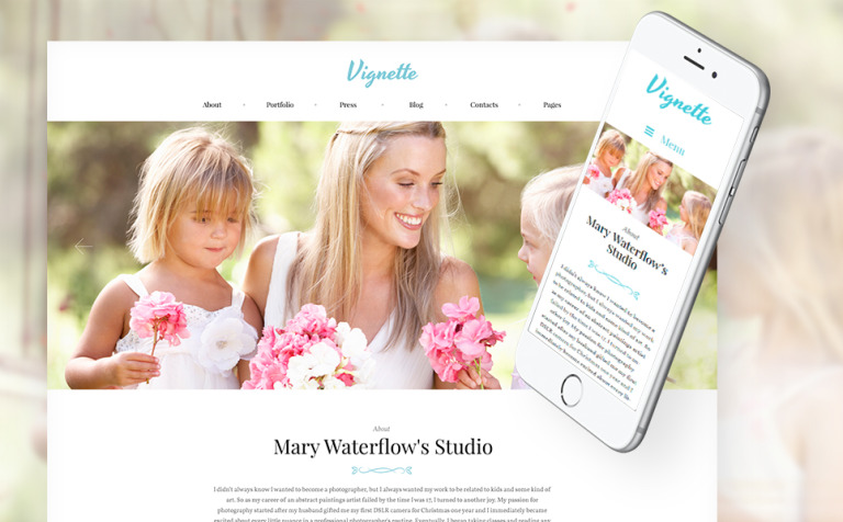 Vignette - Family Photographer & Portfolio Responsive WordPress Template Big Screenshot Vignette - Family Photographer & Portfolio WordPress Theme New Screenshots BIG