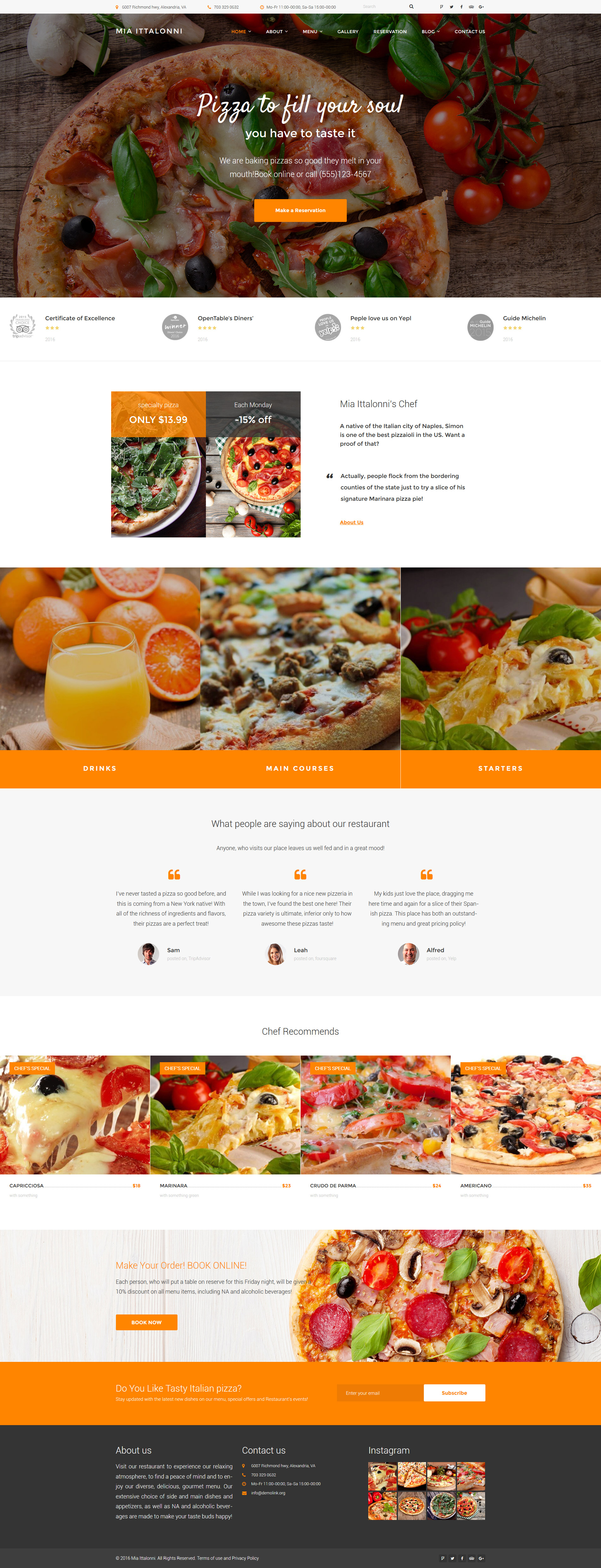WordPress Theme namens "Mia Ittalloni - Kostenloses WordPress Theme für Restaurants" #62028 - Screenshot