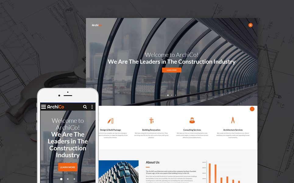 ArchiCo - Construction Company Responsive Multipage Website Template New Screenshots BIG