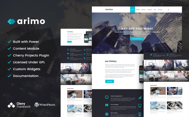 Arimo - Software and App Development WPML ready WordPress Template Big Screenshot Arimo - Software and App Development WordPress Theme New Screenshots BIG