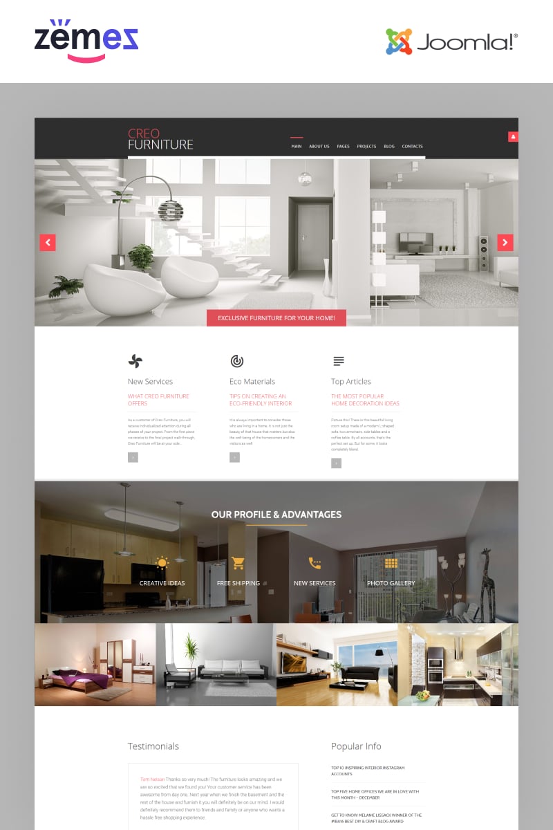 Creo Furniture - Furniture Multipage Creative Joomla Template