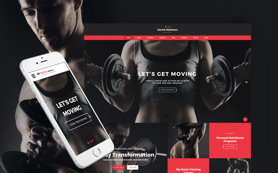 Derick Mathews - Personal Trainer Multipage Website Template New Screenshots BIG