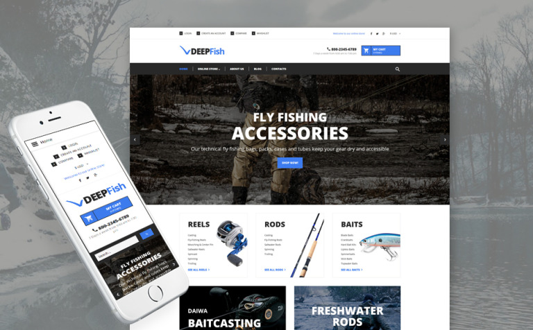 Fishing Parallax VirtueMart Theme Big Screenshot Fishing Responsive VirtueMart Template New Screenshots BIG