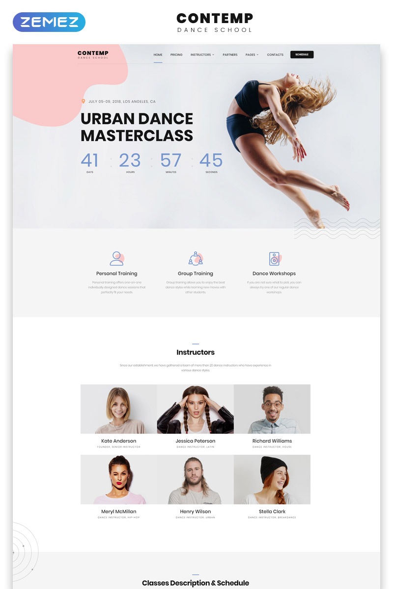 Responsywny szablon strony www Contemp - Dance School Multipage Creative Bootstrap HTML #62183 - zrzut ekranu