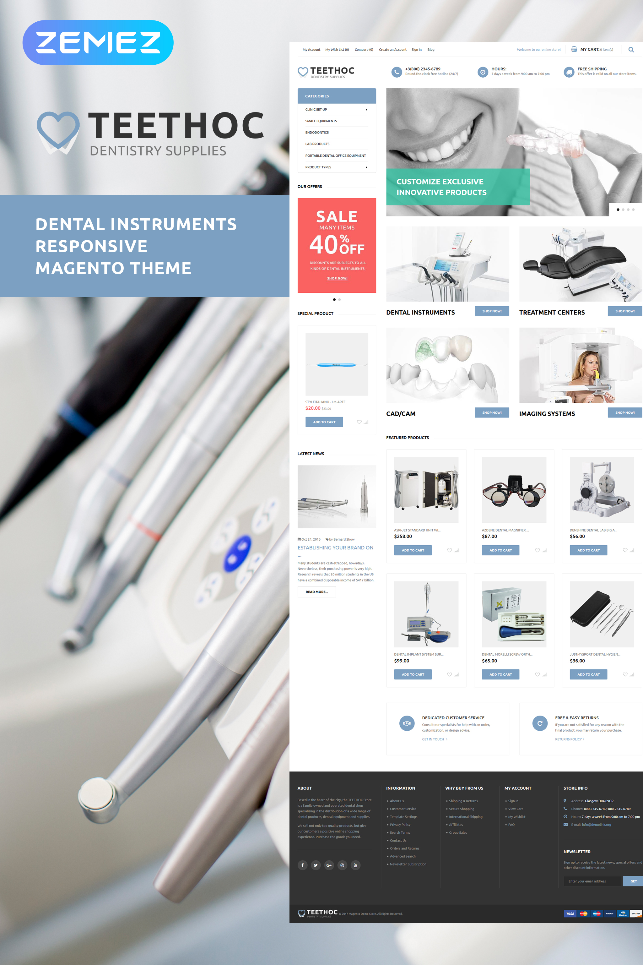 Reszponzív Teethoc - Dental Instruments Magento sablon 62105