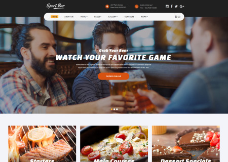Multipage Sports Bar Bootstrap
