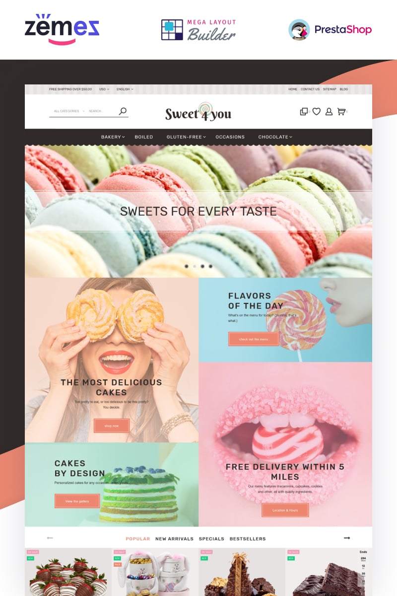 Sweet4you - Sweets Responsive Template for Candy and Cake Shops PrestaShop Theme - screenshot