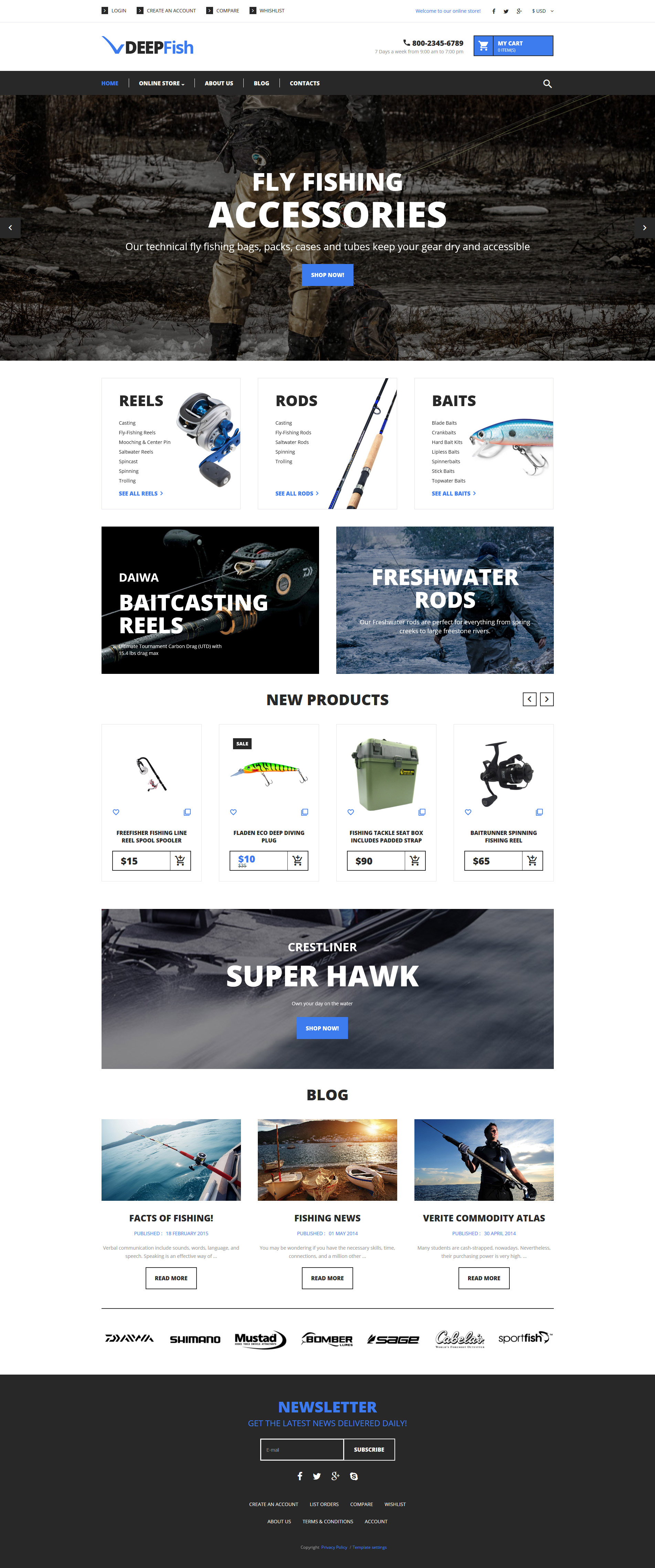 Template VirtueMart #62170 per Un Sito di Pesca