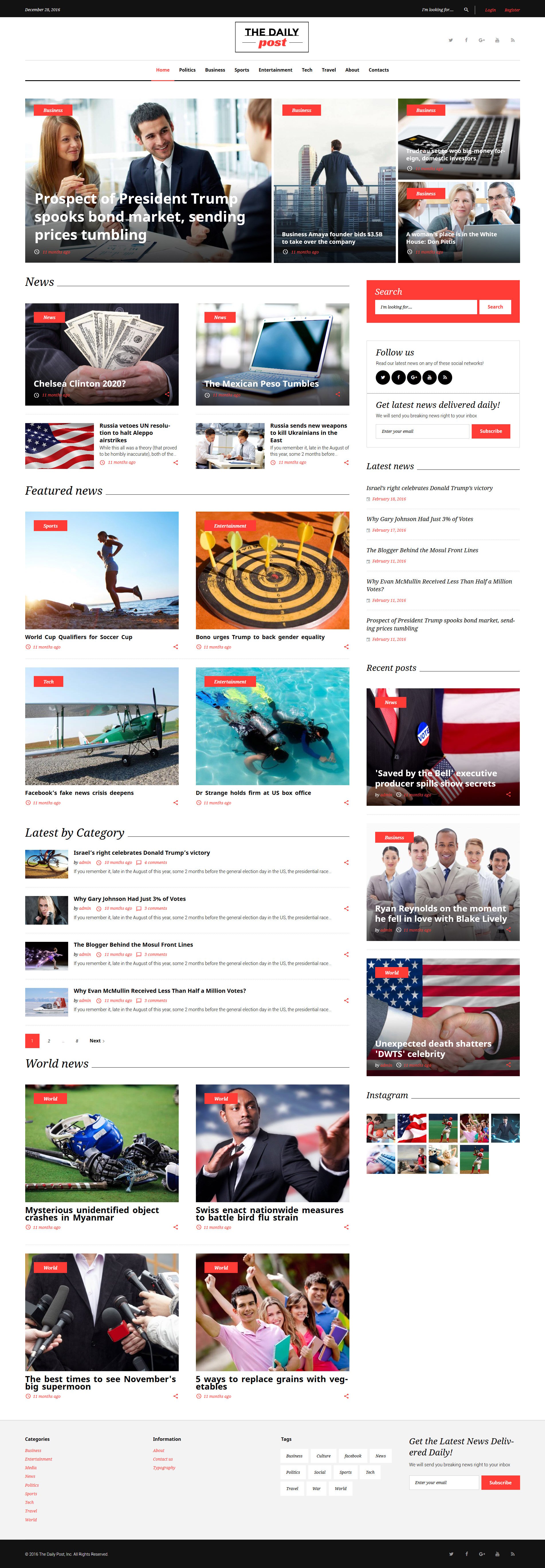"The Daily Post - Médias et dernières nouvelles" thème WordPress adaptatif #62121