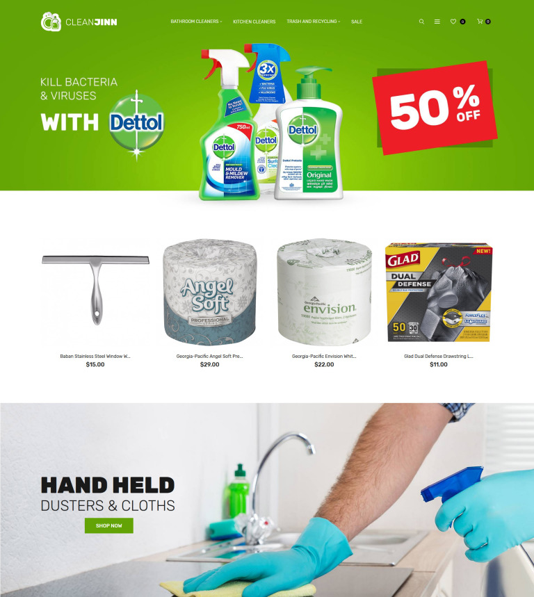  CleanJinn - Cleaning Supplies and Tools Store Responsive Magento Theme