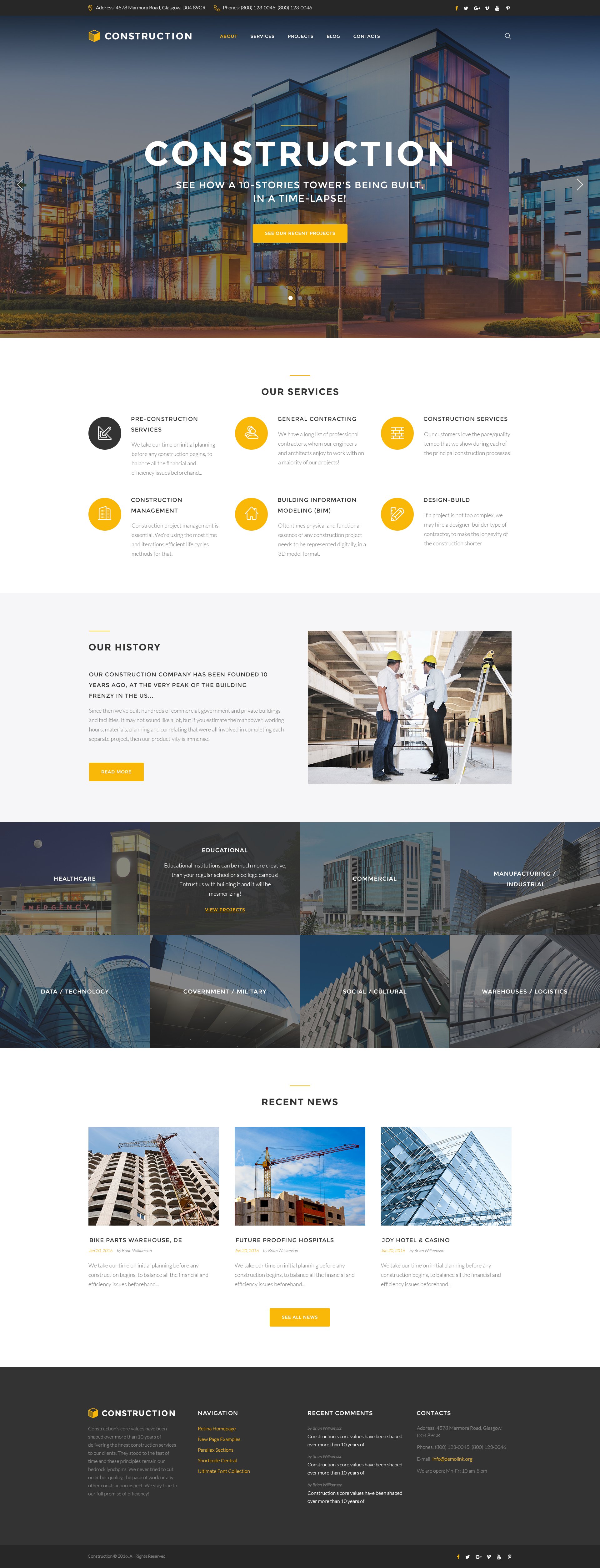 Construction Construction Company Responsive Multipage Website