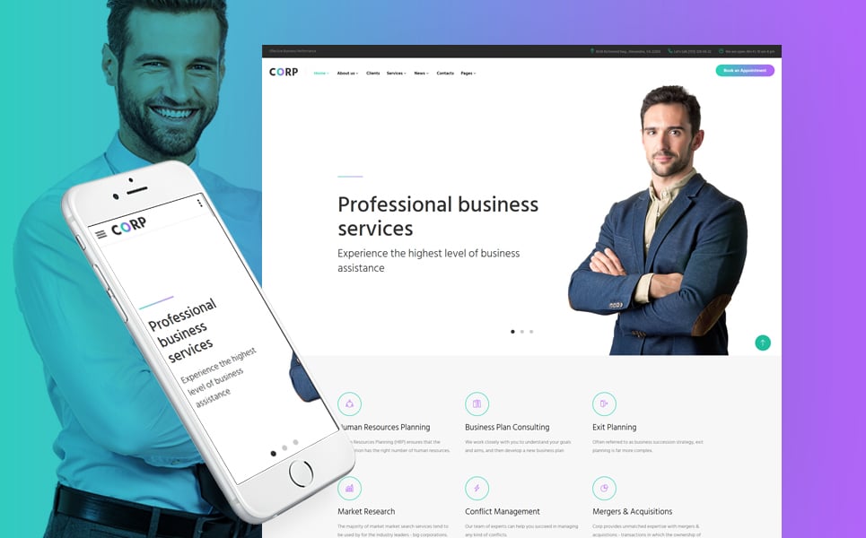 Corp - Consulting Firm Responsive Multipage Website Template New Screenshots BIG