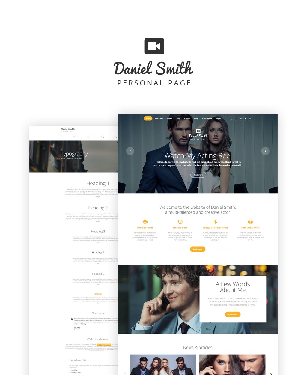 Daniel Smith - Personal Page Responsive Multipage Website Template New Screenshots BIG