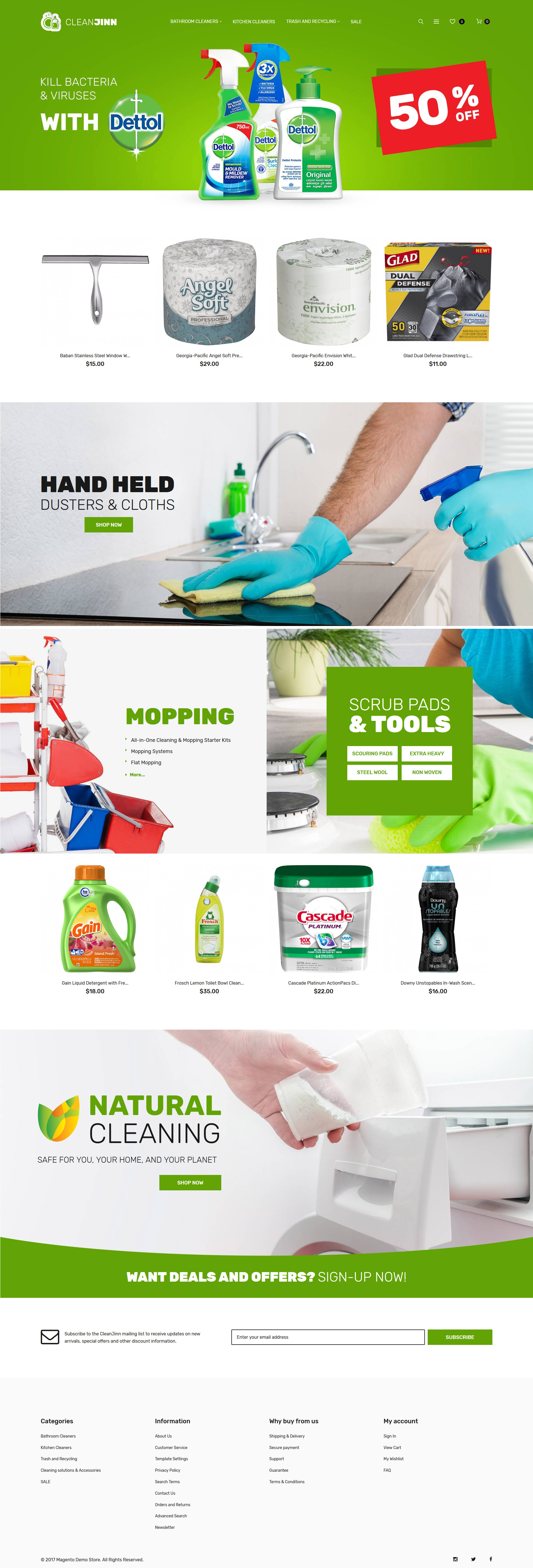 Magento Theme namens "CleanJinn - Cleaning Supplies and Tools Store Responsive" #62251