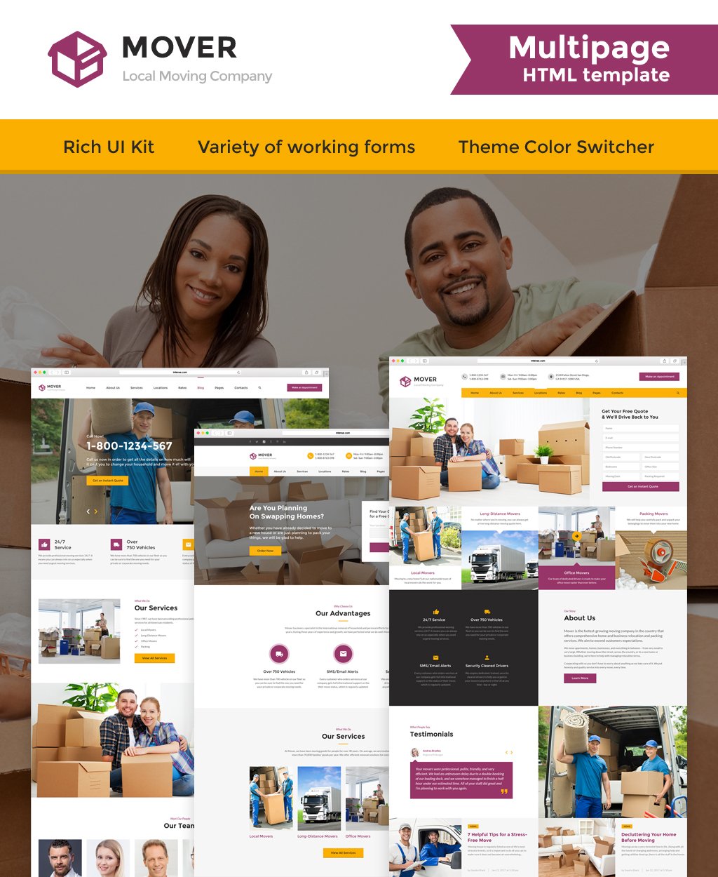 Plantilla Web "Moving Company Responsive" #62203 - captura de pantalla
