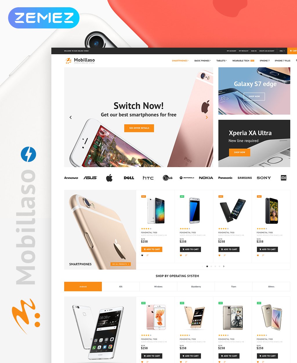 Responsywny szablon Magento Mobillaso - Mobile Store Responsive #62283