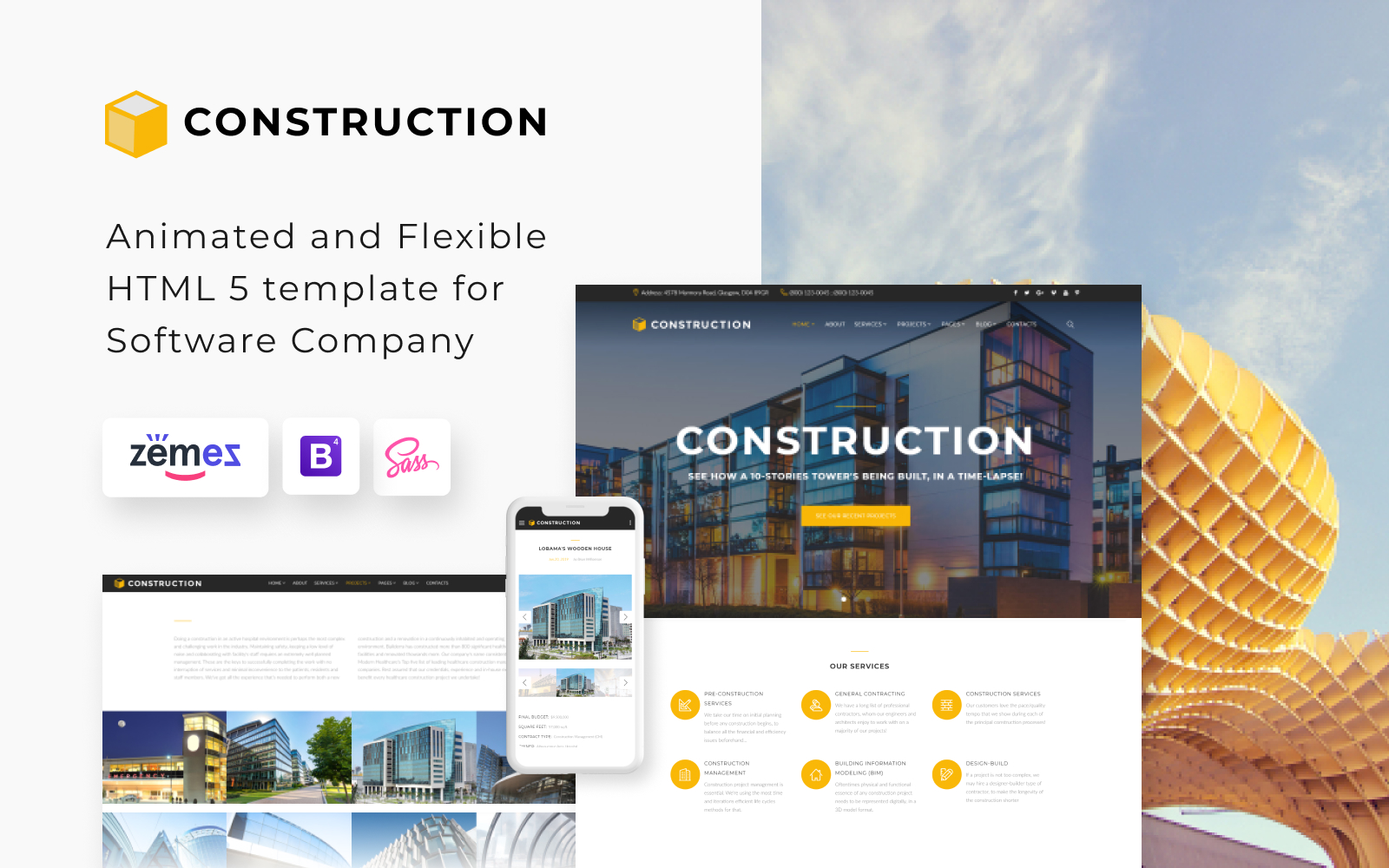 Reszponzív Construction - Construction Company Responsive Multipage Weboldal sablon 62269